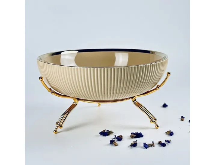 Фруктовница 25см на подставке Lenardi Multicolor 163-073 бежевая