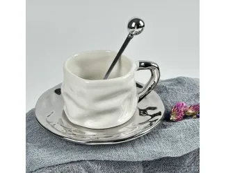 Чайная пара 210мл Lenardi с блюдцем и ложкой 164-031