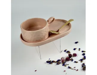 Бульонница 450мл с блюдом и ложкой Lenardi Multicolor 164-034 розовая