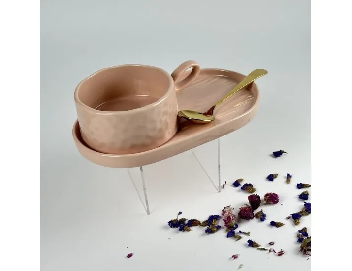 Бульонница 450мл с блюдом и ложкой Lenardi Multicolor 164-034 розовая