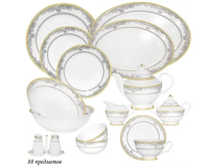 Чайно-столовый сервиз на 12 персон 88 предметов Lenardi Исидора 205-083