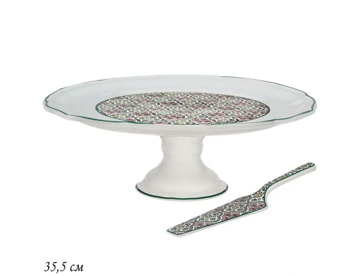 Тортовница 35,5см на ножке с лопаткой Lenardi Дария 205-249