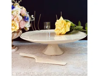 Тортовница 36см с лопаткой Lenardi Доминика крем 205-408