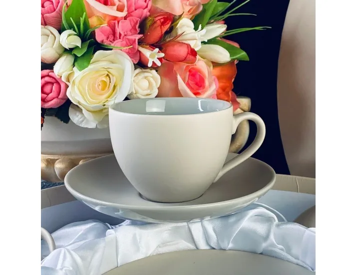 Набор чайных пар на 6 персон 12 предметов 240мл Lenardi 226-158 серый