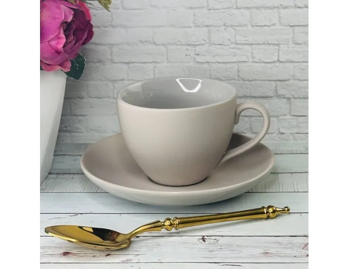 Набор кофейных пар на 6 персон 12 предметов 140мл Lenardi 226-162 серый