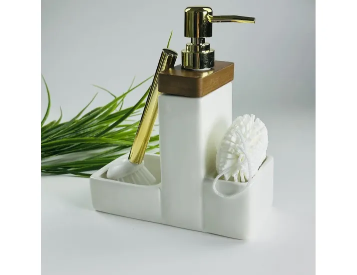 Набор кухонный диспенсер губка и щетка Lenardi Tropical 235-035