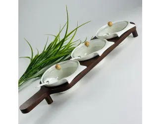 Набор из 3 баночек 13см с ложками на подставке Lenardi Tropical 235-053