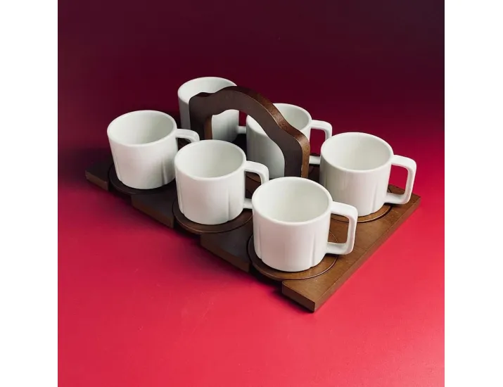 Набор из 6 чашек 130мл с блюдцами на подставке Lenardi Tropical 235-060