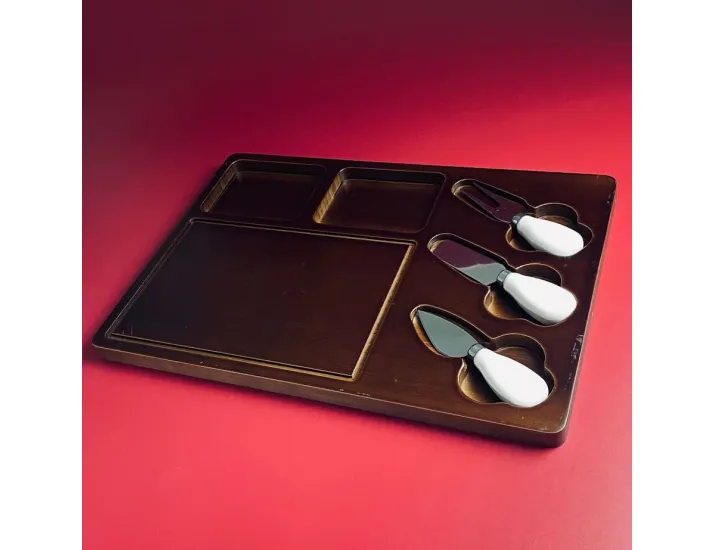 Сервировочная доска с приборами для сыра 38*26см Lenardi Tropical 235-066