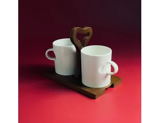 Набор из 2 кружек 300мл с блюдцами на подставке Lenardi Tropical 235-079