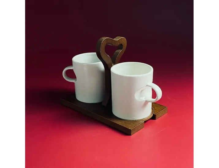 Набор из 2 кружек 300мл с блюдцами на подставке Lenardi Tropical 235-079