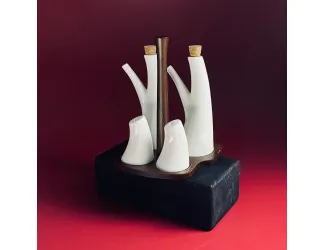 Набор солонок и бутылки для масла/уксуса 4предмета на подставке Lenardi Tropical 235-086