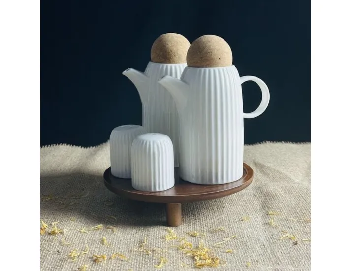 Набор солонок и бутылки для масла/уксуса 4предмета на подставке Lenardi Tropical 235-098