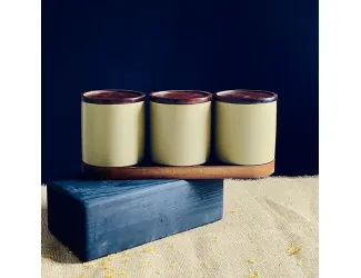 Набор из 2 банок 12см с крышками на подставке Lenardi Tropical 235-106