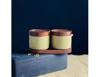 Набор из 2 банок 250мл с крышками ложками на подставке Lenardi Tropical 235-114