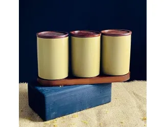 Набор из 3 банок 550мл с крышками на подставке Lenardi Tropical 235-117