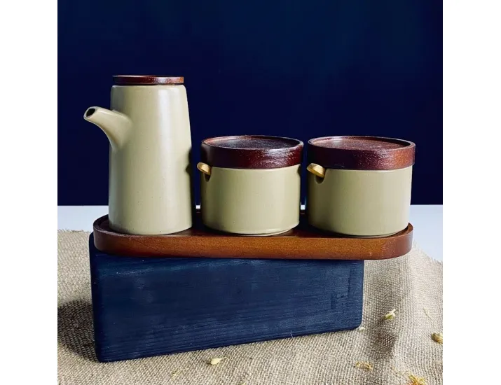 Набор для специй 2 банки 250мл с ложкам и бутылки 2предмета на подставке Lenardi Tropical 235-120