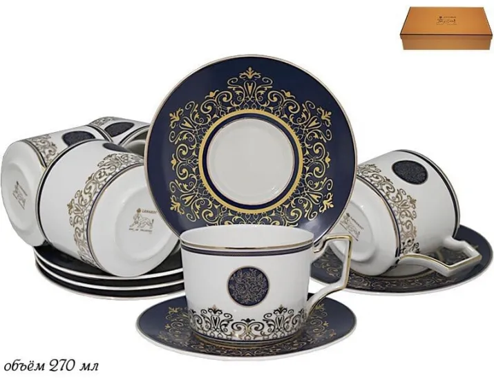 Набор чайных пар на 6 персон 12 предметов 270мл Lenardi 244-001