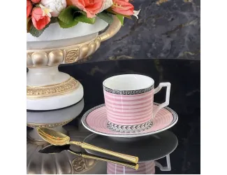 Набор кофейных пар на 6 персон 12 предметов 130мл Lenardi 244-040 розовый
