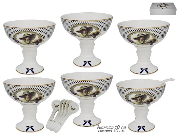 Набор креманок 6шт с ложками 10см Lenardi Paris 304-067