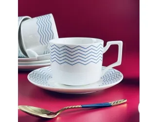 Набор чайных пар на 6 персон 12 предметов 250мл Lenardi 305-147 синий