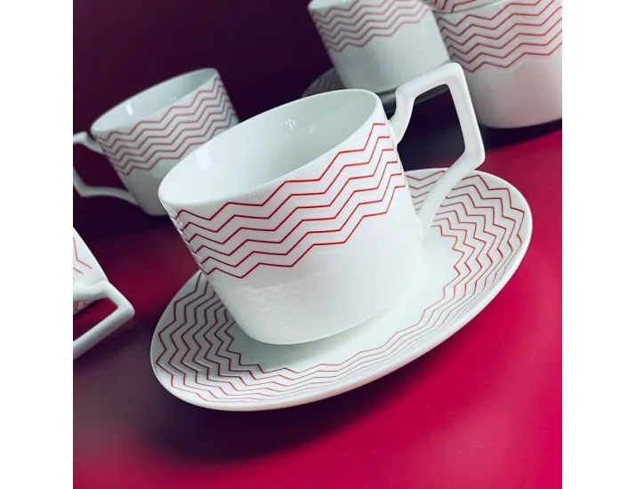 Набор чайных пар на 6 персон 12 предметов 250мл Lenardi 305-151 красный