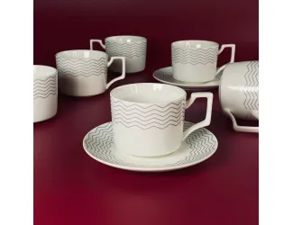 Набор чайных пар на 6 персон 12 предметов 250мл Lenardi 305-152 серый