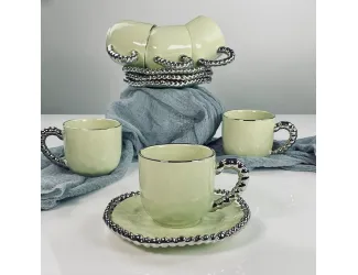 Набор чайных пар на 6 персон 12 предметов 230мл Lenardi 305-320 зеленый