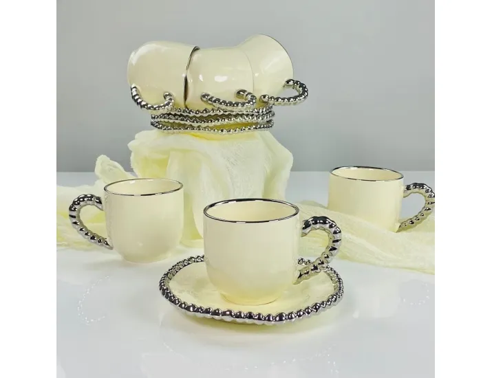 Набор чайных пар на 6 персон 12 предметов 240мл Lenardi 305-321 жёлтый