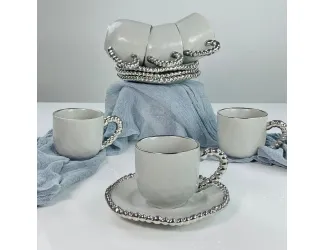 Набор чайных пар на 6 персон 12 предметов 230мл Lenardi 305-322 серый