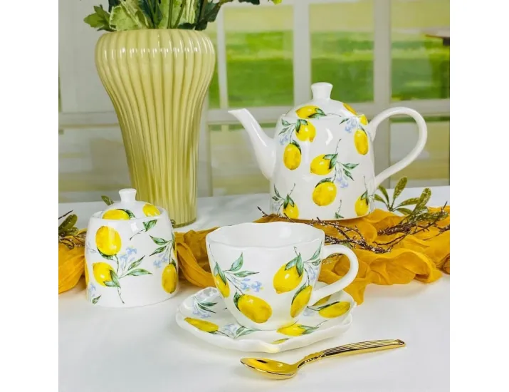 Чайный сервиз на 6 персон 14 предметов Lenardi Лимоны 305-493
