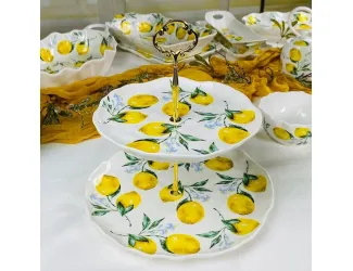 Двухъярусная этажерка 20/25см  Lenardi Лимоны 305-498