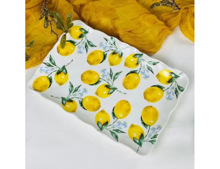 Прямоугольное блюдо 30,5х20х3см Lenardi Лимоны 305-502