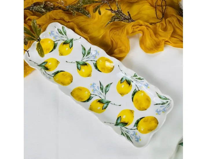 Прямоугольное блюдо 33х13х3см Lenardi Лимоны 305-503