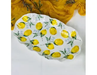 Овальное блюдо 35х20,5х2см Lenardi Лимоны 305-507