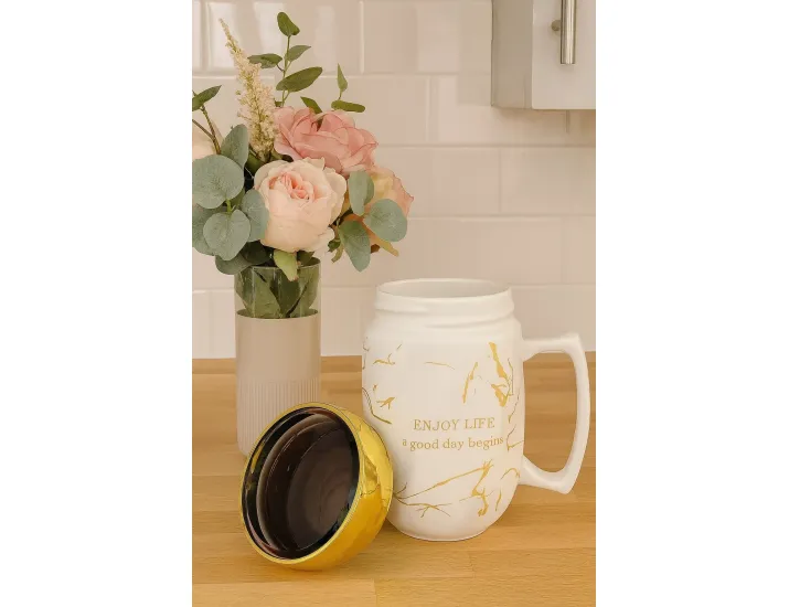 Кружка 450мл с крышкой Lenardi 315-031