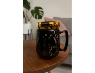 Кружка 450мл с крышкой Lenardi 315-032 чёрная