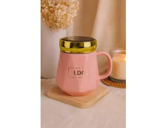 Кружка 520мл с крышкой Lenardi 315-033 розовая