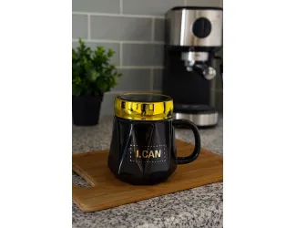 Кружка 520мл с крышкой Lenardi 315-035 чёрная