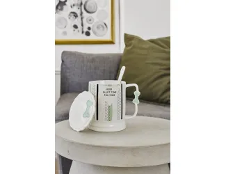 Кружка 400мл с крышкой и ложкой Lenardi 315-049