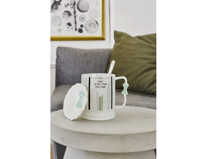 Кружка 400мл с крышкой и ложкой Lenardi 315-049