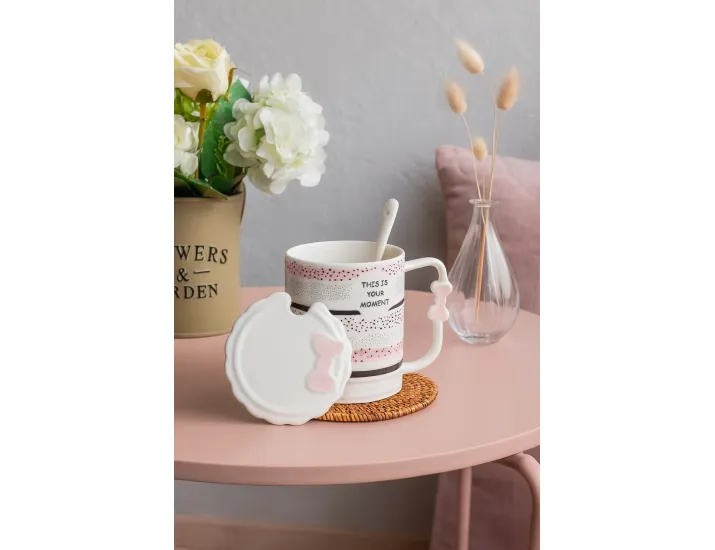 Кружка 400мл с крышкой и ложкой Lenardi 315-050