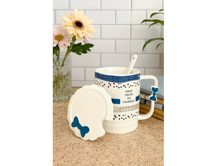 Кружка 400мл с крышкой и ложкой Lenardi 315-052