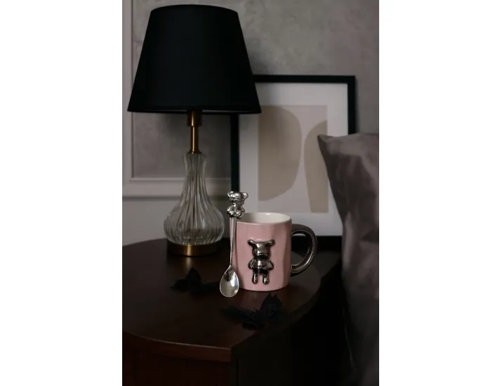 Кружка 350мл с ложкой Lenardi 315-069 розовая