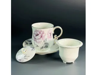 Заварочная кружка 400 мл с крышкой и блюдцем Lenardi 555-123