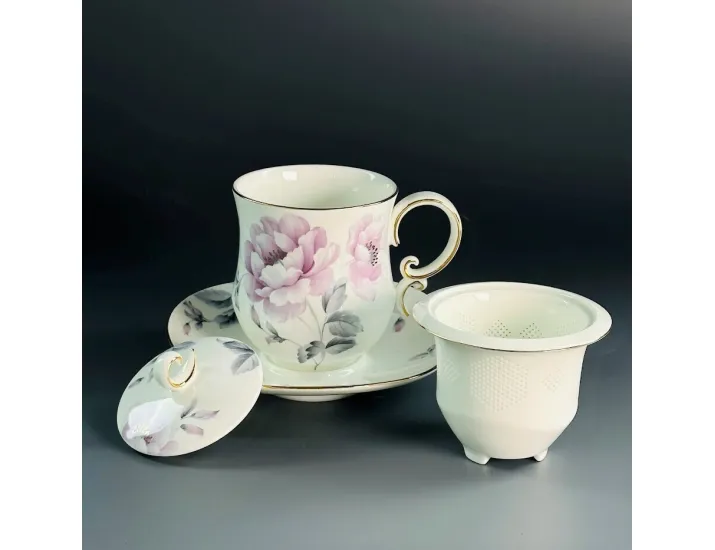 Заварочная кружка 400 мл с крышкой и блюдцем Lenardi 555-123