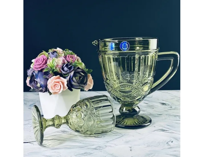 Набор графин 1000мл и 6 стаканов 250мл Lenardi 588-435 зелёный