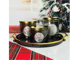 Набор из 3 банок для сыпучих продуктов 800/650/500мл. на подносе Lenardi 588-727