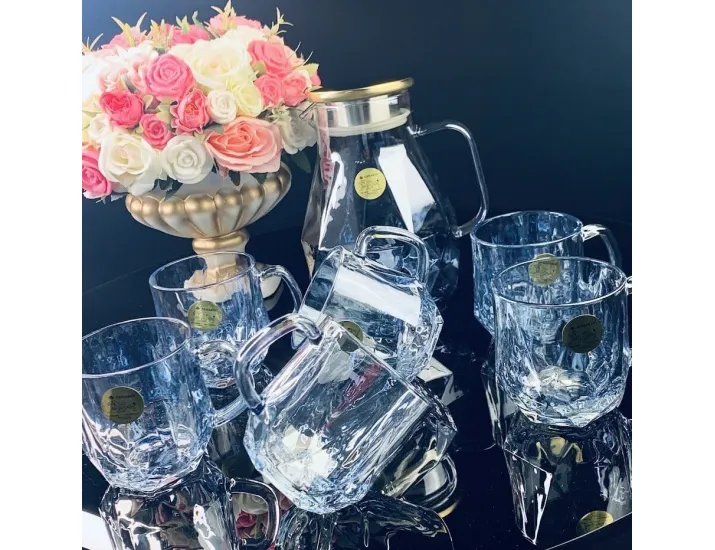 Набор кувшин-заварник 1,9 л  и 6 кружек 350 мл Lenardi 589-014 голубой