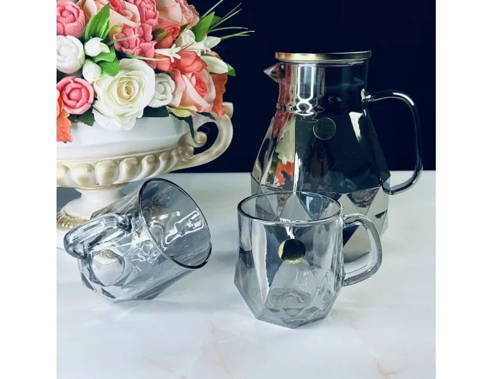 Набор кувшин-заварник 1,9 л и 6 кружек 350 мл Lenardi 589-029 серый